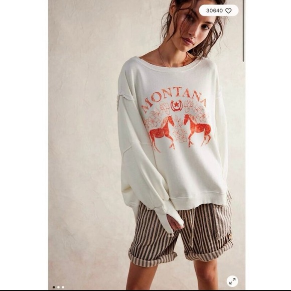 WE THE FREE Graphic Montana Horses Camden Pullover Size Large P2P 42” New w/ Tag - Picture 4 of 8